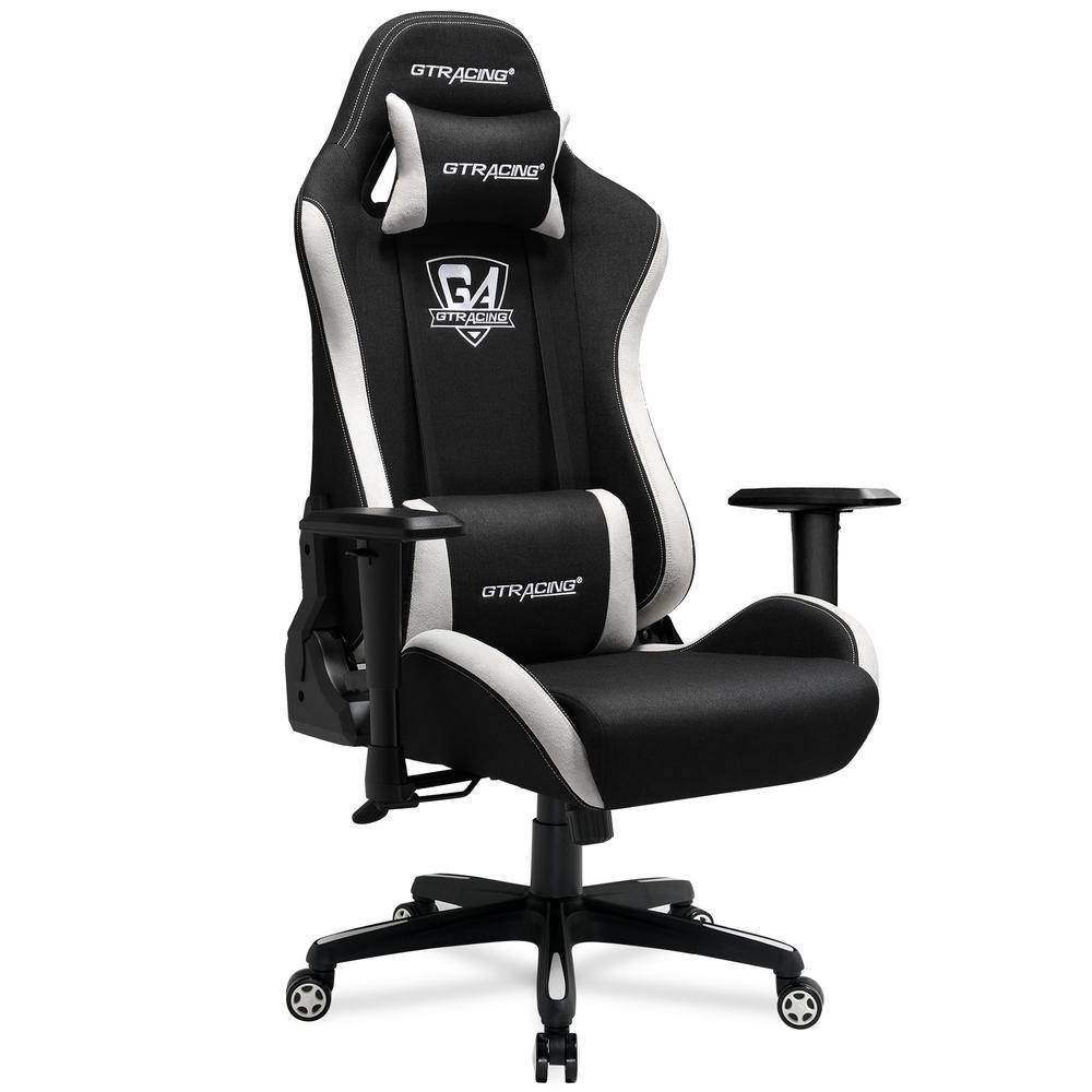 Black Gaming Chair, High Back Ergonomic Reclining Swivel Fabric Chair