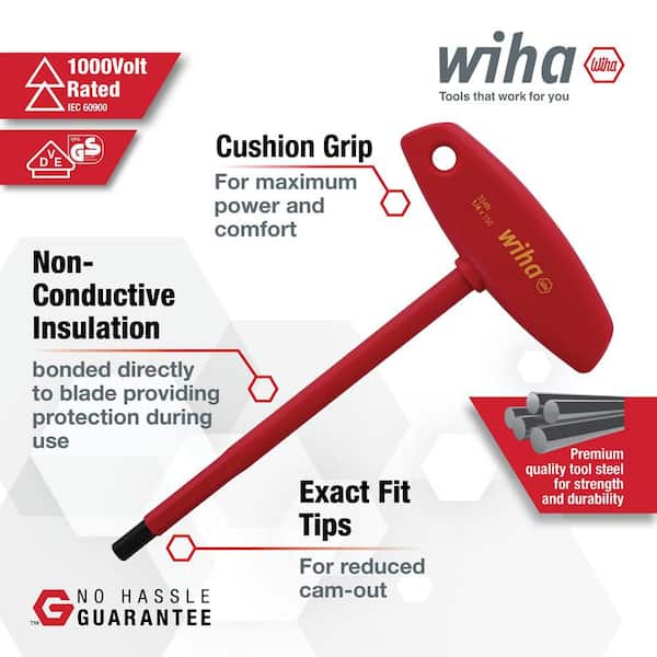 1000-Volt Insulated T-Handle Hex Screwdriver Set-Metric (5-Piece)