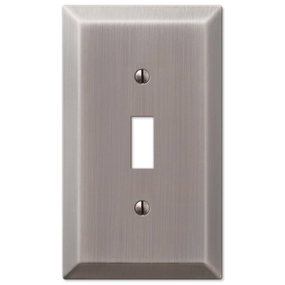 Antique Nickel 1-Gang Stamped Steel Toggle Wall Plate