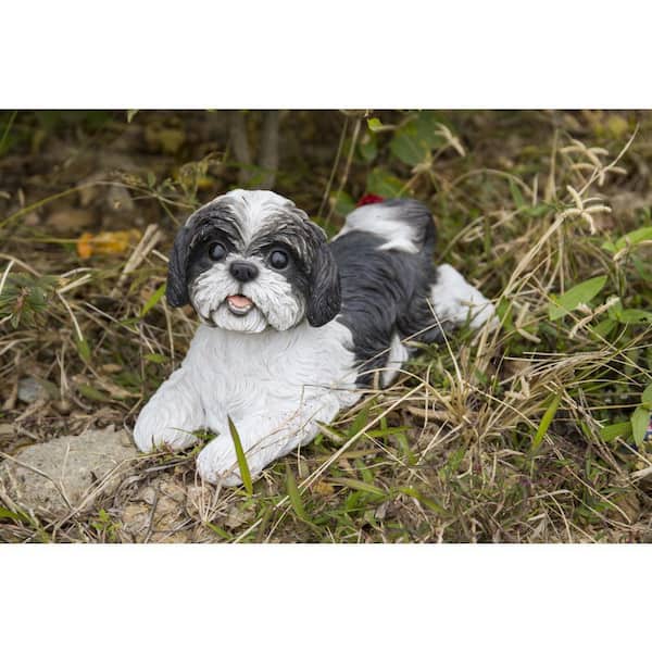 HI-LINE GIFT LTD. Black/White Shih Tzu Lying Down Garden Statue