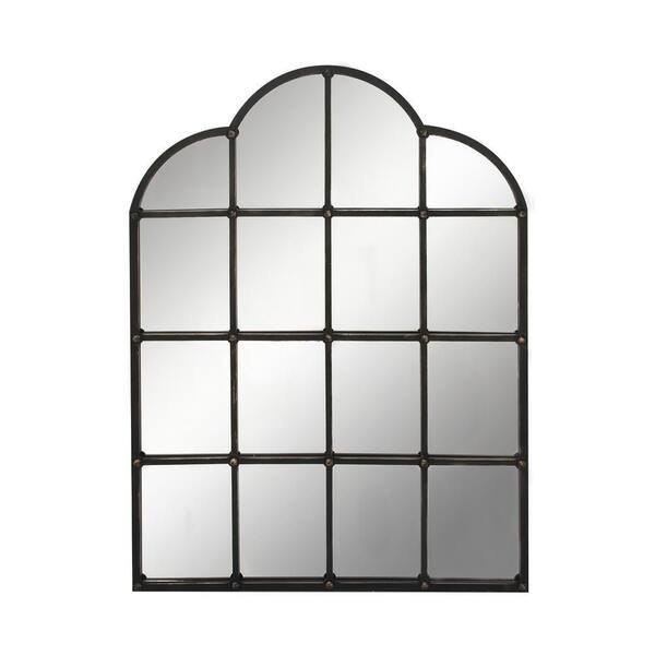 Litton Lane 48 in. x 36 in. Window Pane Inspired Arched Framed Black ...