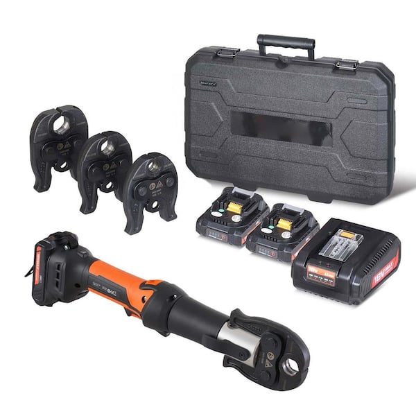 SKYSHALO Mini ProPress Tool, 18-Volt Electric Pipe Crimping Tool for 1/2 in., 3/4 in., 1 in. Copper Pipes, Press Tool Kit