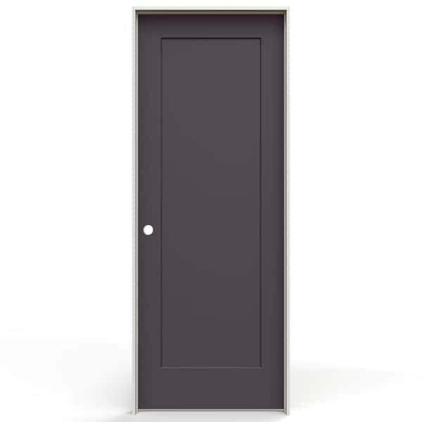 JELD-WEN 32 in. x 80 in. Madison 1 Panel Right-Handed Hollow Core Fresh Fig Molded Composite Single Prehung Interior Door