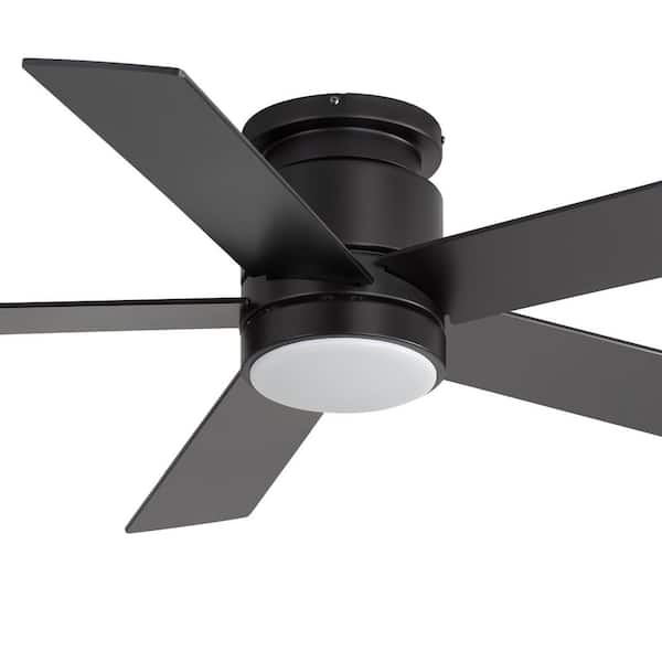 Propeller 42 in. Standard Black Flush Ceiling Fan with Integrated LED Light, Black Blade and Remote Included