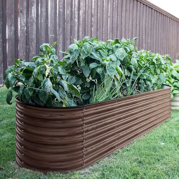 8 ft. x 2 ft. x 2 ft. Galvanized Steel Raised Garden Bed 9-in-1 Planter Box Outdoor, Carbonized