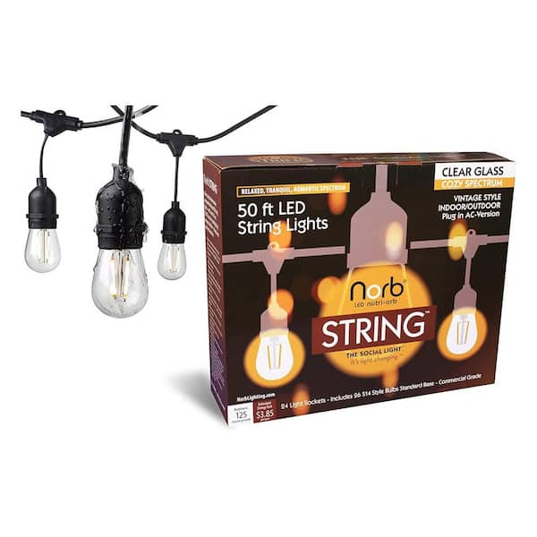 ELECWISH NorbSTRING 2W Equivalent 50-Foot S14 2200K Outdoor/Indoor LED String Lights With Replacement Light Bulb (26-Pack)