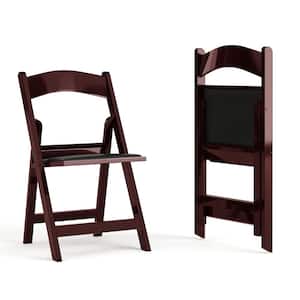Red Mahogany Vinyl Seat with Resin Frame Folding Chair (Set of 2)