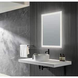 Olympus 24 in. W x 36 in. H Frameless Rectangular LED Bathroom Mirror with Defogger in Silver