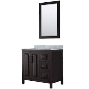 36 in. W x 22 in. D x 35.75 in. H Single Bath Vanity in Dark Espresso with White Carrara Marble Top and 24 in. Mirror