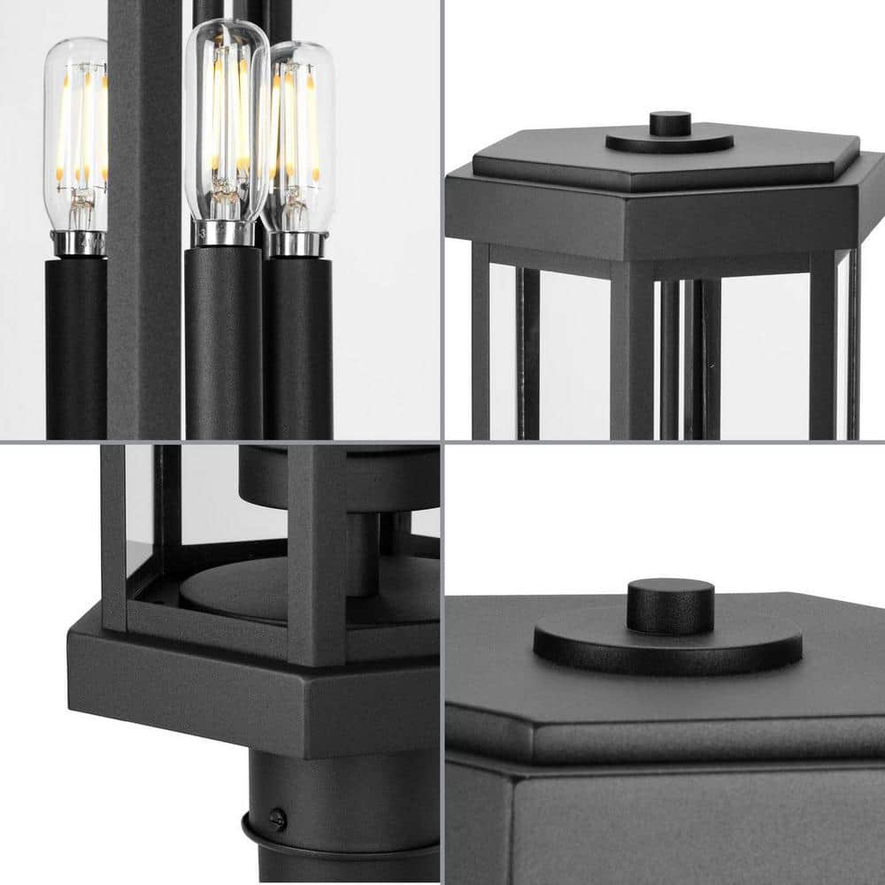 Ramsey Black Hexagonal Metal Outdoor Post Lantern