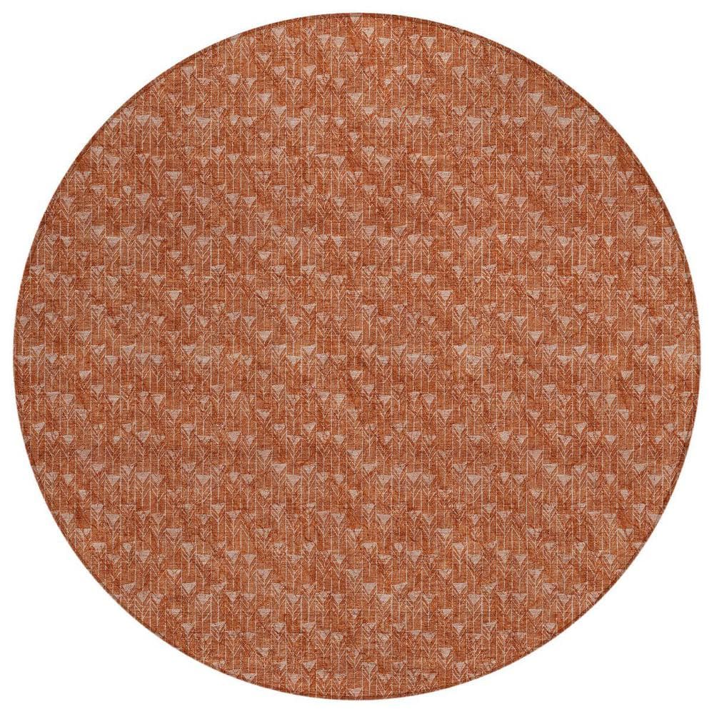 Terracotta 8 ft. Round Geometric Indoor / Outdoor Area Rug price history on PriceWatchPro
