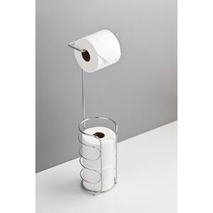 Freestanding Toilet Paper Holder in Chrome with Storage