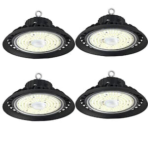 100-Watt Integrated LED Dimmable Balck High Bay Light 16000LM 5000K Daylight Commercial UFO High Bay Light, IP65 (4Pack)