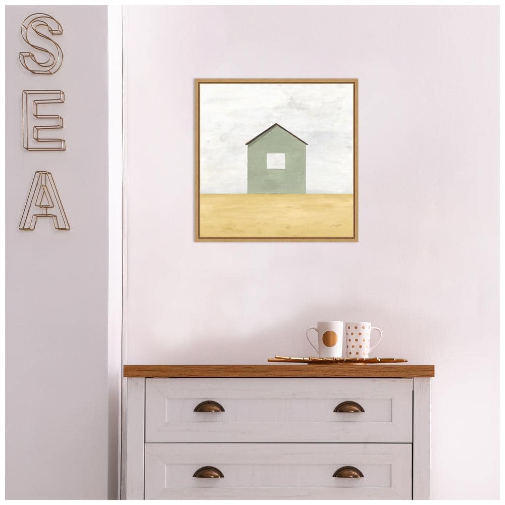 Rural Barn Simplicity II Green and Brown Canvas Print with Maple Frame