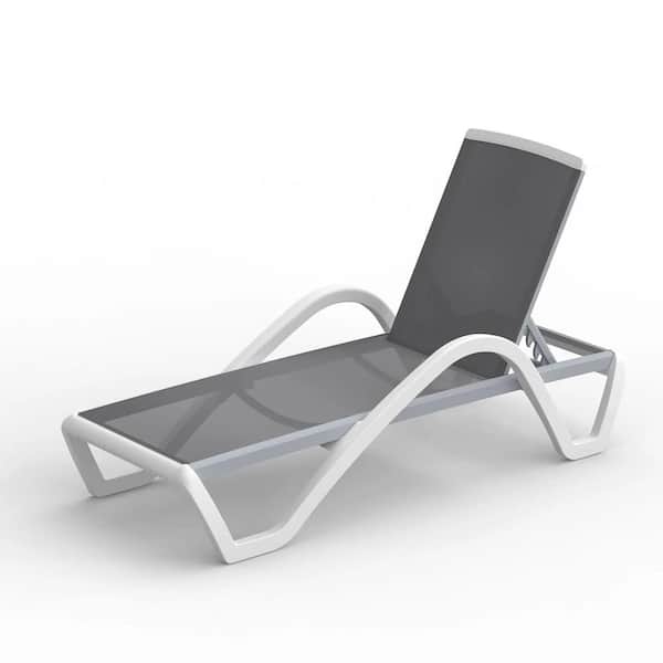 ITOPFOX Gray Adjustable Backrest Outdoor Aluminum Polypropylene Chair Patio Chaise Lounge