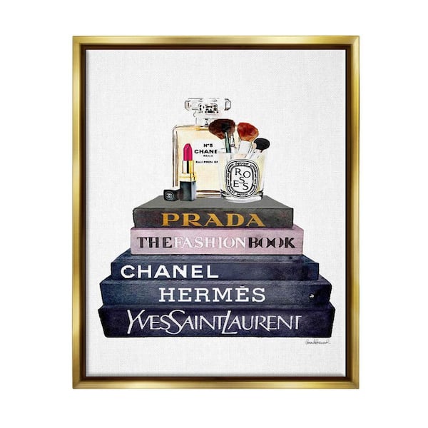 Glam Fashion Book Set With Makeup by Amanda Greenwood Floater Frame Culture Wall Art Print 25 in. x 31 in.