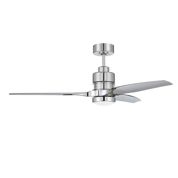 Sonnet Wi-Fi 52 in. Indoor Brushed Polished Nickel Smart Ceiling Fan w/ Wi-Fi Enabled Remote & Integrated LED Light