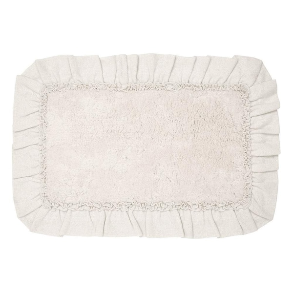 Burlap 20 in. x 30 in. Antique White Bathmat