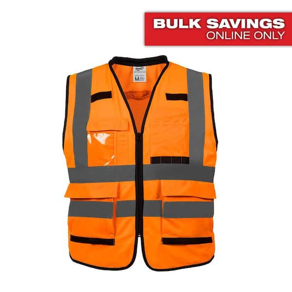 Performance Large/X-Large Orange Class 2-High Visibility Safety Vest with 15 Pockets