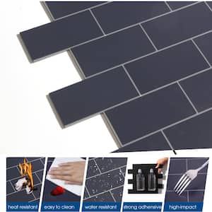 12 in. x 12 in. PVC Navy Blue Peel and Stick Backsplash Subway Tiles for Kitchen (20-Sheets/20 sq. ft.)