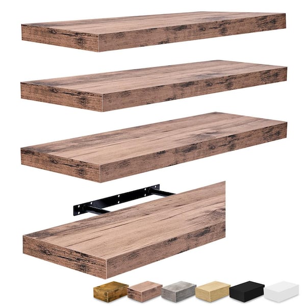Sorbus 16.25 in W x 5.5 in. D, Slim Floating Mahogany Wood, Decorative Wall Shelf