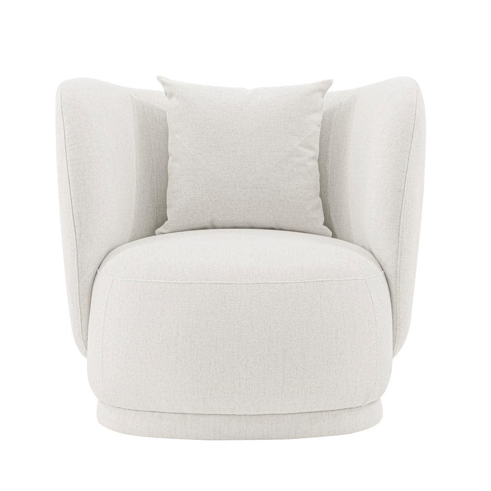 Manhattan Comfort Siri Cream Contemporary Linen Upholstered Accent Chair with Pillows, Ivory -  AC057-CR