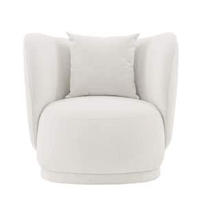 Siri Cream Contemporary Linen Upholstered Accent Chair with Pillows