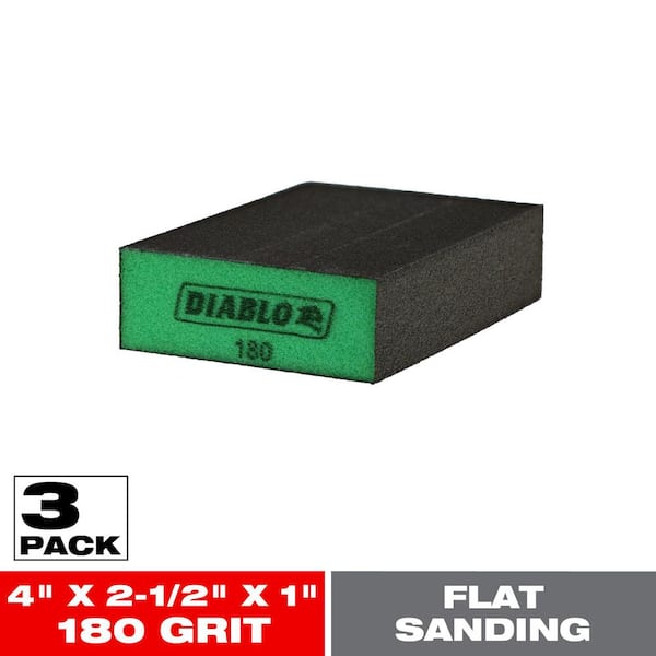 4-1/2 in. x 2-3/4 in. x 1 in. 180 Grit Ultra Fine Flat Edge Sanding Sponge (3-Pack)
