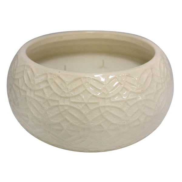 Trendspot 8 in. Ivory Rivage Multi-Wick Ceramic Citronella Candle