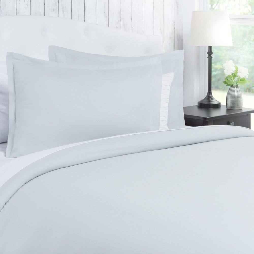 Pearl Blue Microfiber Full/Queen Duvet Cover Set