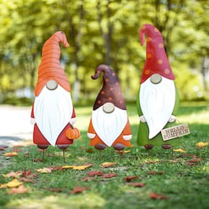 Fall Metal Gnome Family Yard Stake or Wall Decor or Standing Decor (Set of 3)