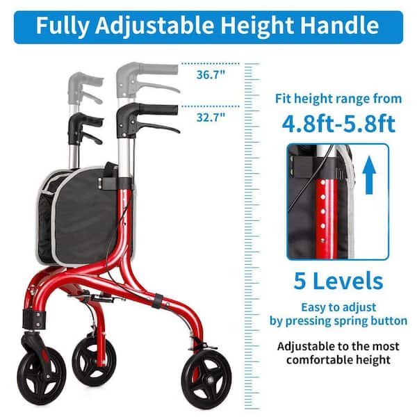 JFVKAF 3 Wheel Series Ultra Lightweight Foldable Rollator Walker