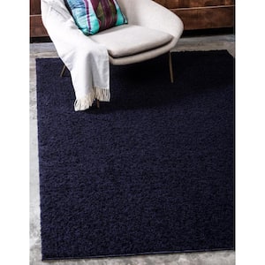 Studio Solid Shag Midnight Blue 5' 0 x 8' 0 Area Rug