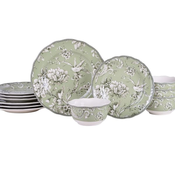 222 Fifth Borneo Black 12-Pieces Dinnerware Set