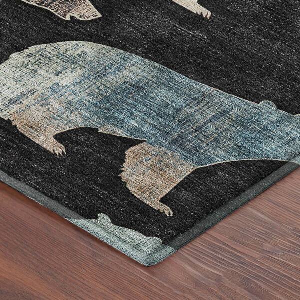 Mayfield Premium Machine Washable Abstract AMF2338 Black 5 ft. x 7 ft. 6 in. Area Rug