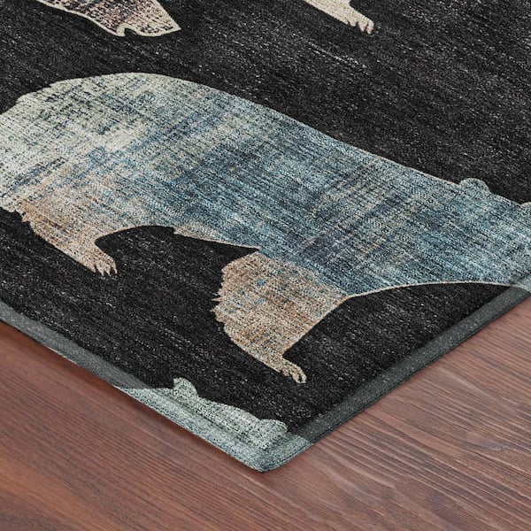 Mayfield Premium Machine Washable Abstract AMF2338 Black 8 ft. x 10 ft. Area Rug