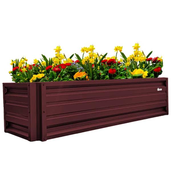 ALL METAL WORKS 24 inch by 72 inch Rectangle Burgundy Metal Planter Box