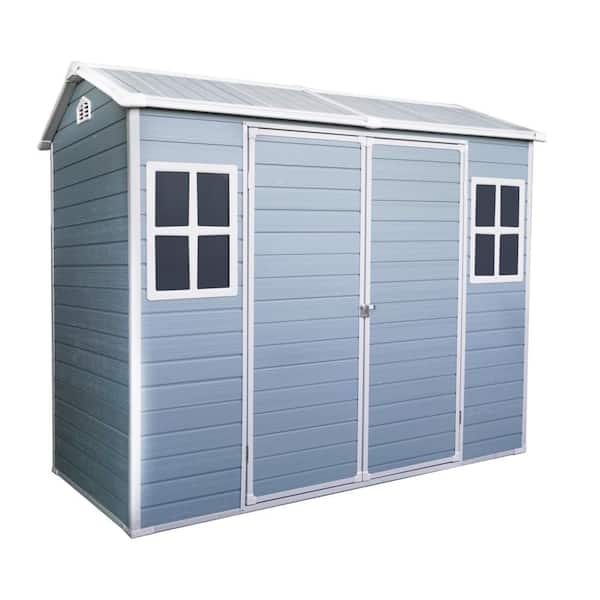 Gray 8 ft x 4 ft Outdoor Storage Shed with Two-Window and Double-Door with Floor for Gargen