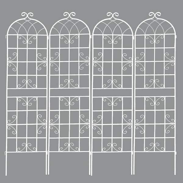 86.7 in. Metal 4-Pack Garden Trellis in White