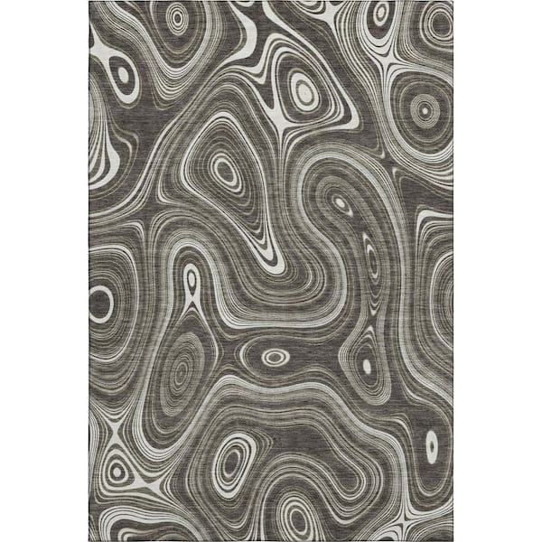 Mayfield Premium Machine Washable Abstract AMF2097 Gray 10 ft. x 14 ft. Area Rug