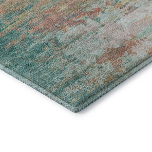 Mayfield Premium Machine Washable Abstract AMF2034 Teal 8 ft. x 10 ft. Area Rug