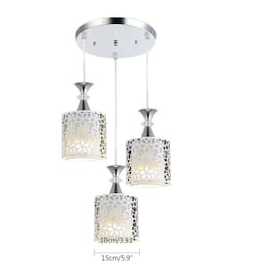 11.81 in. 3-Light White Modern Island Pendant Light with Metal Petal Hollow Design Shades