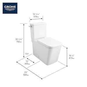Eurocube 2-piece 1.28 GPF Single Flush Elongated Toilet with Left Hand Trip Lever in Alpine White, Seat Included