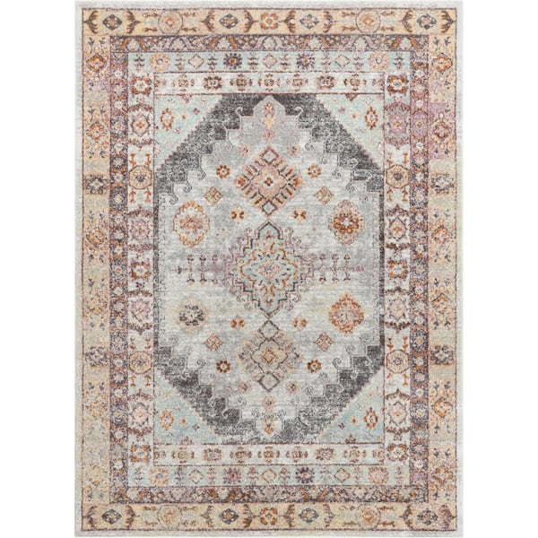Well Woven Rodeo Virden Bohemian Eclectic Tribal Aztec Grey 9 ft. 3 in. x 12 ft. 6 in. Distressed Area Rug