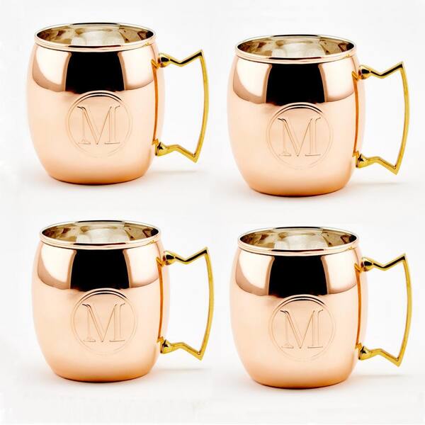Old Dutch Monogram M 16 oz. Solid Copper Moscow Mule Mugs (Set of 4)