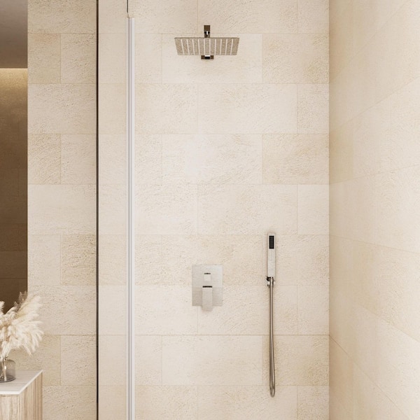Crozet 2-Spray 10 in. 1.8 GPM Dual Shower Head Wall Mount Shower Kit in Polished Chrome Valve Included
