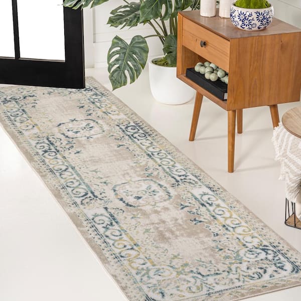 Rosalia Cottage Medallion Navy/Beige 2 ft. x 8 ft. Runner Rug