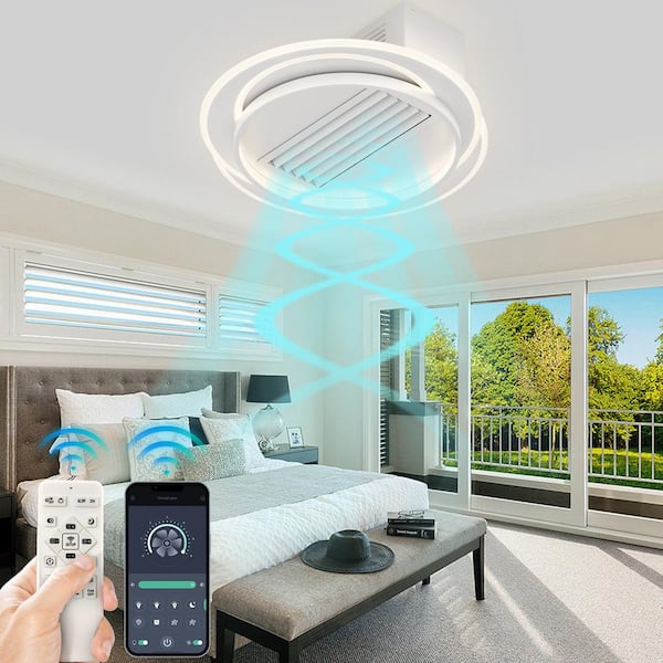 22 in. Indoor White Indoor Ceiling Fan with Adjustable White Integrated LED, Remote Included