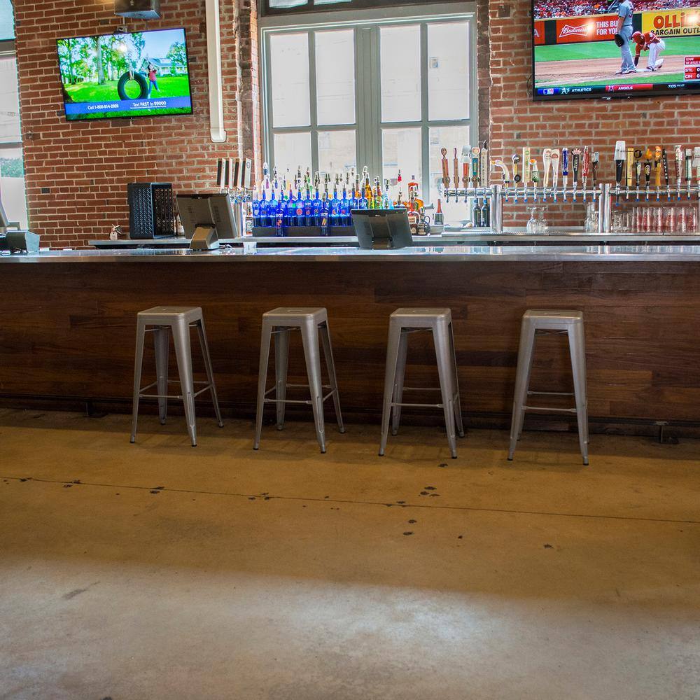 30" Gun Metal Stackable Backless Metal Bar Stools, Set of 4