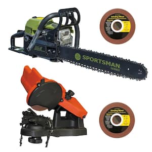 20 in. 52 cc Gas Chainsaw Kit with and Sharpener and Grinding Plates